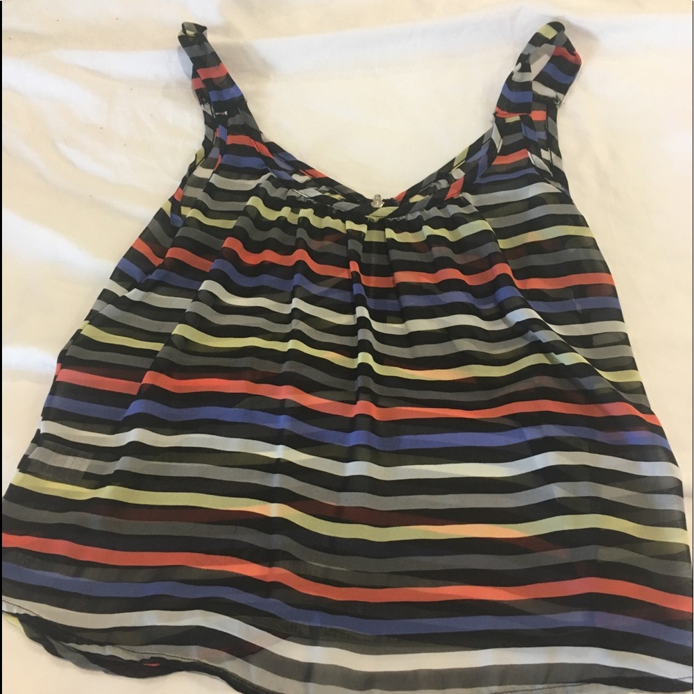 Papaya silk sheer zipper front tank